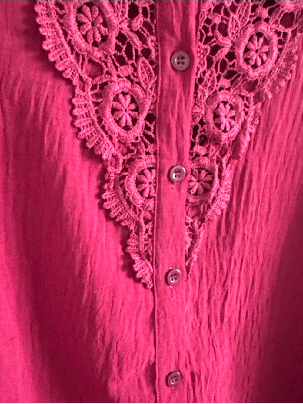 Grace Karin Womens Plus Red Long Puff Sleeve Lace Detail Blouse Shirt Top 2XL - Picture 8 of 13